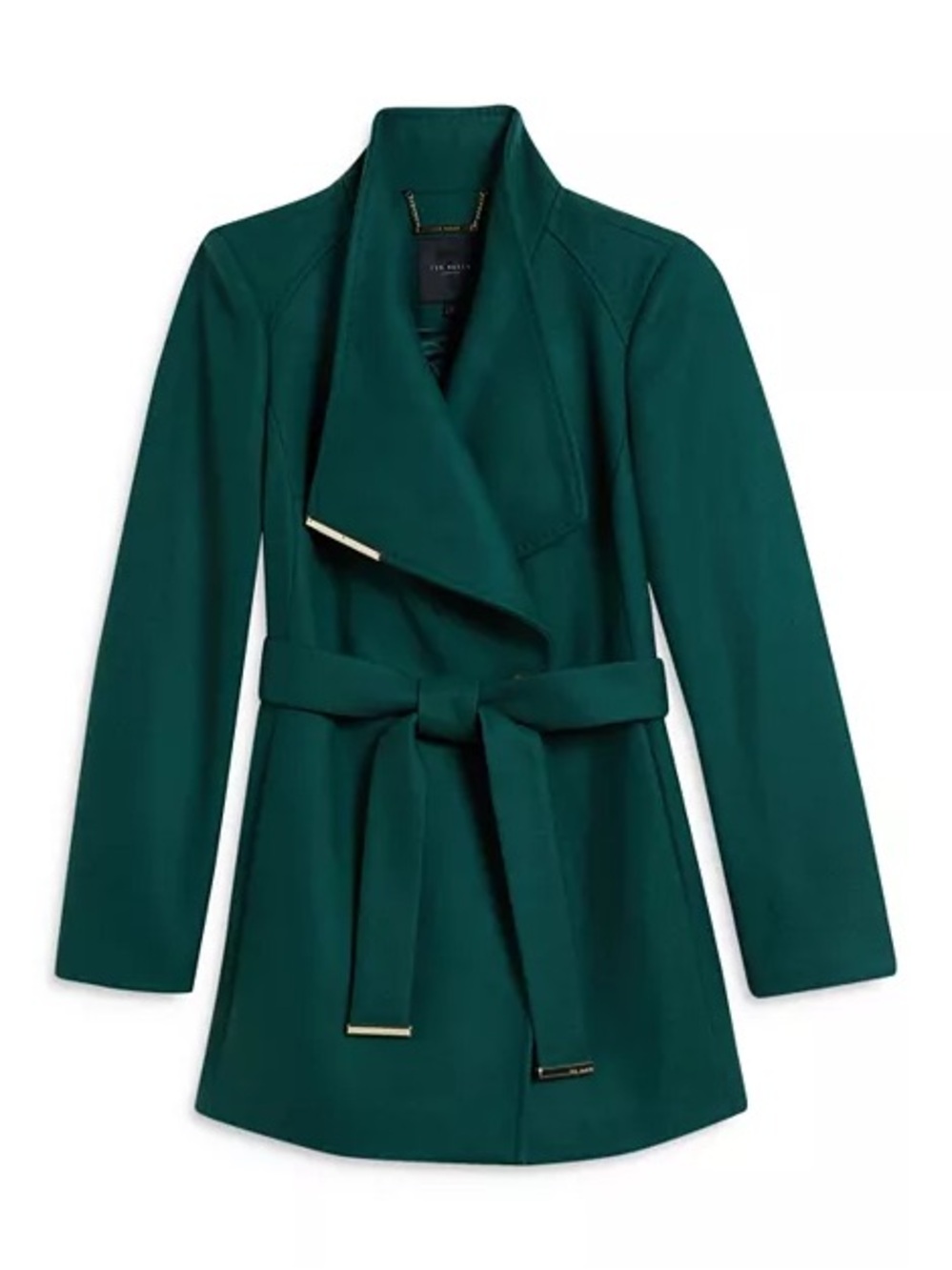 Ted Baker Rosess short belted wrap coat emerald green ted size 4